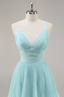 Load image into Gallery viewer, Green Chiffon A Line Tiered Long Pleated Prom Dress