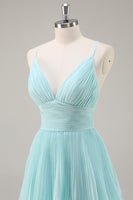 Load image into Gallery viewer, Green Chiffon A Line Tiered Long Pleated Prom Dress