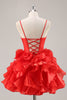 Load image into Gallery viewer, Red Corset A Line Short Ruffled Homecoming Dress with Bows