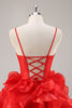 Load image into Gallery viewer, Red Corset A Line Short Ruffled Homecoming Dress with Bows