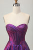 Load image into Gallery viewer, Metallic Dark Purple Sweetheart Short Corset Homecoming Dress