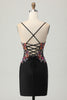 Load image into Gallery viewer, Floral Black Bodycon Spaghetti Straps Short Corset Homecoming Dress