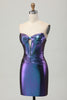 Load image into Gallery viewer, Metallic Blue Purple Bodycon Keyhole Short Corset Homecoming Dress