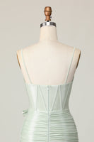 Load image into Gallery viewer, Sage Spaghetti Straps Short Corset Homecoming Dress with Bow