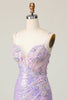 Load image into Gallery viewer, Sparkly Lilac Corset Tight Short Homecoming Dress with Sequins