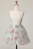 Load image into Gallery viewer, Sage Flower Spaghetti Straps Corset Short Homecoming Dress