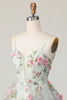 Load image into Gallery viewer, Sage Flower Spaghetti Straps Corset Short Homecoming Dress
