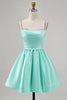 Load image into Gallery viewer, Sparkly Fuchsia Short Ruched Satin Homecoming Dress with Beading