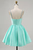 Load image into Gallery viewer, Sparkly Fuchsia Short Ruched Satin Homecoming Dress with Beading