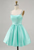 Load image into Gallery viewer, Sparkly Fuchsia Short Ruched Satin Homecoming Dress with Beading
