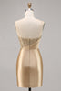 Load image into Gallery viewer, Short Golden Strapless Satin Tight Homecoming Dress