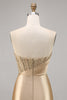 Load image into Gallery viewer, Short Golden Strapless Satin Tight Homecoming Dress
