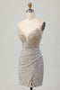 Load image into Gallery viewer, Sparkly Sliver Sequins Bodycon Strapless Short Corset Homecoming Dress