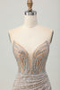 Load image into Gallery viewer, Sparkly Sliver Sequins Bodycon Strapless Short Corset Homecoming Dress