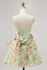 Load image into Gallery viewer, Green Floral Short Corset Strapless Homecoming Dress with Bows
