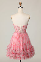 Load image into Gallery viewer, Red Floral Sweetheart Short Corset Homecoming Dress with Ruffles