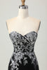 Load image into Gallery viewer, Sparkly Black Silver Sweetheart Tight Sequins Short Homecoming Dress