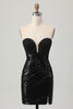 Load image into Gallery viewer, Sparkly Black Sweetheart Tight Short Homecoming Dress with Sequins
