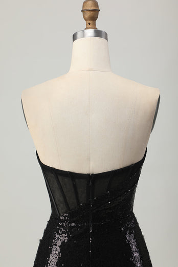 Sparkly Black Sweetheart Tight Short Homecoming Dress with Sequins