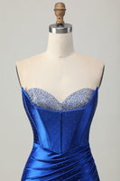 Load image into Gallery viewer, Sparkly Royal Blue Tight Corset Short Homecoming Dress with Beading