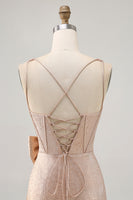 Load image into Gallery viewer, Champagne Jacquard Tight Corset Short Homecoming Dress with Bow