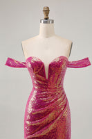Load image into Gallery viewer, Sparkly Fuchsia Tight Sequin Ruched Short Corset Homecoming Dress