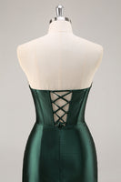 Load image into Gallery viewer, Sparkly Dark Green Bodycon Strapless Short Corset Homecoming Dress