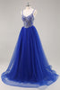 Load image into Gallery viewer, Sparkly Royal Blue Spaghetti Straps Long Prom Dress with Beading