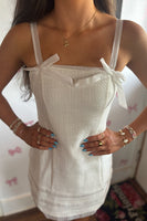 Load image into Gallery viewer, White Bodycon Tweed Short Homecoming Dress With Bows