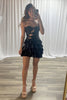 Load image into Gallery viewer, Metallic Black A Line Strapless Tiered Short Homecoming Dress