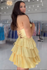 Load image into Gallery viewer, Sparkly Yellow A Line Beaded Short Corset Homecoming Dress with Ruffles