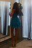 Load image into Gallery viewer, Blue Chiffon A Line Tiered Ruched Short Homecoming Dress with Bow