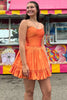 Load image into Gallery viewer, Orange Stain A Line Ruched Short Homecoming Dress with Ruffles