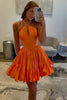 Load image into Gallery viewer, Qrange Satin A Line Halter Short Corset Homecoming Dress with Ruffles