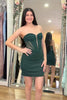 Load image into Gallery viewer, Sparkly Dark Green Tight Ruched Short Corset Homecoming Dress