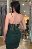 Load image into Gallery viewer, Sparkly Dark Green Tight Ruched Short Corset Homecoming Dress