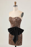 Load image into Gallery viewer, Sparkly Brown Leopard Tight Sequins Short Homecoming Dress