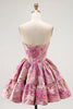 Load image into Gallery viewer, Blush A Line Fluffy Off the Shoulder Short Corset Homecoming Dress