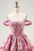 Load image into Gallery viewer, Blush A Line Fluffy Off the Shoulder Short Corset Homecoming Dress