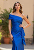 Load image into Gallery viewer, Mermaid Royal Blue Satin Ruched One Shoulder Mother of the Bride Dress