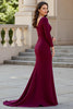 Load image into Gallery viewer, Burgundy Mermaid Satin V-Neck Long Mother of the Bride Dress