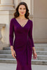 Load image into Gallery viewer, Burgundy Mermaid Satin V-Neck Long Mother of the Bride Dress