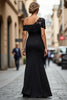 Load image into Gallery viewer, Black Sheath One Shoulder Ruched Mother of the Bride Dress with Appliques