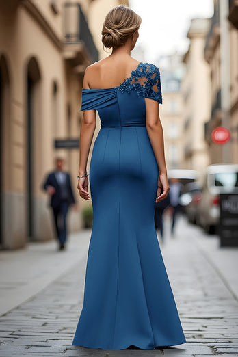 Black Sheath One Shoulder Ruched Mother of the Bride Dress with Appliques
