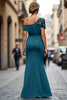 Load image into Gallery viewer, Black Sheath One Shoulder Ruched Mother of the Bride Dress with Appliques