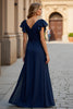 Load image into Gallery viewer, Burgundy A Line V-Neck Maxi Mother of the Bride Dress with Slit