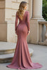 Load image into Gallery viewer, Vintage Mauve Mermaid V-Neck Long Mother of the Bride Dress with Sleeves