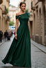 Load image into Gallery viewer, Plum Chiffon One Shoulder Ruffled Long Mother of the Bride Dress with Lace