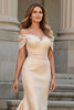 Load image into Gallery viewer, Mermaid Champagne Satin Maxi Mother of the Bride Dress with Lace