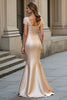 Load image into Gallery viewer, Mermaid Champagne Satin Long Mother of the Bride Dress with Lace